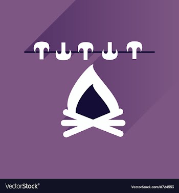 Flat with shadow Icon mushrooms on fire vector image