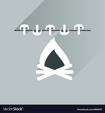 Flat with shadow Icon mushrooms on fire vector image