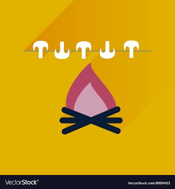 Flat with shadow Icon mushrooms on fire vector image