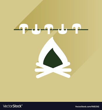 Flat with shadow Icon mushrooms on fire vector image