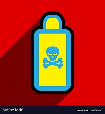 Flat with shadow Icon of poison on a colored vector image