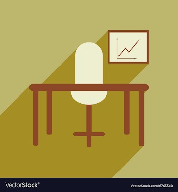 Flat with shadow icon office desk chair chart vector image