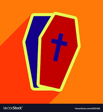 Flat with shadow Icon open coffin on a colored vector image