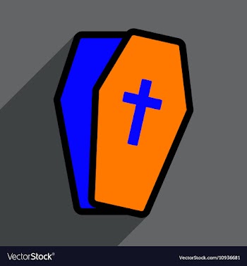 Flat with shadow Icon open coffin on a colored vector image