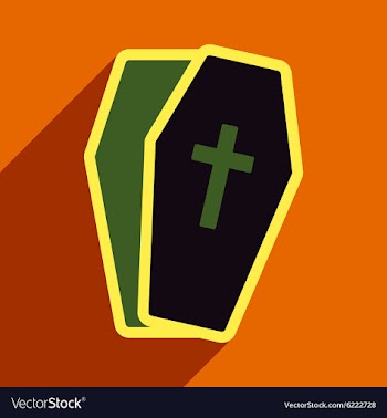 Flat with shadow Icon open coffin on a colored vector image