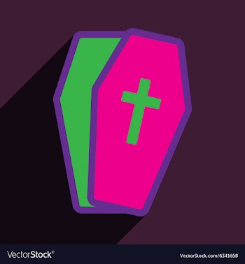 Flat with shadow Icon open coffin on a colored vector image