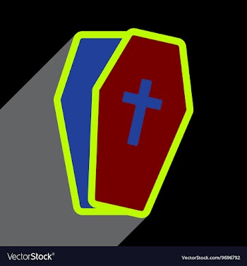 Flat with shadow Icon open coffin on a colored vector image