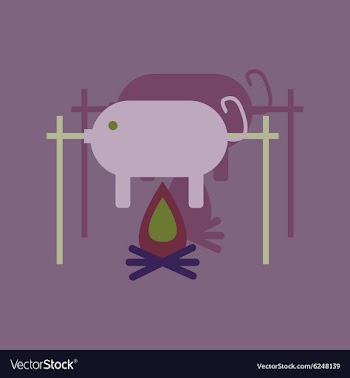 Flat with shadow Icon pig on fire vector image