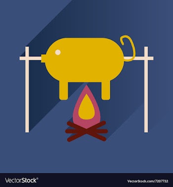 Flat with shadow Icon pig on fire vector image