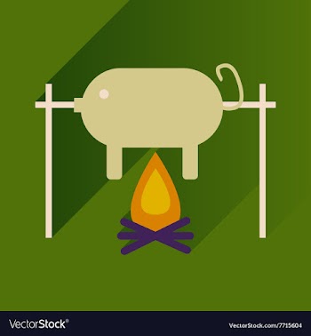 Flat with shadow Icon pig on fire vector image