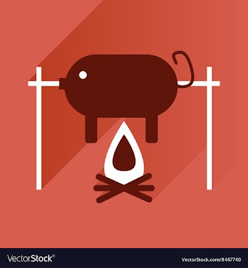 Flat with shadow Icon pig on fire vector image