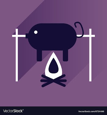 Flat with shadow Icon pig on fire vector image