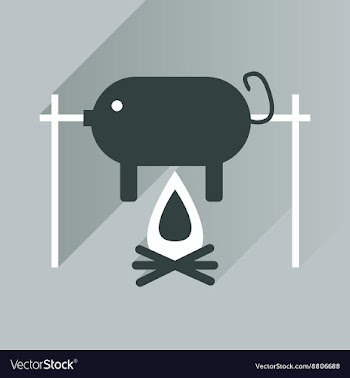 Flat with shadow Icon pig on fire vector image