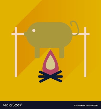 Flat with shadow Icon pig on fire vector image