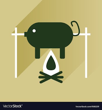 Flat with shadow Icon pig on fire vector image