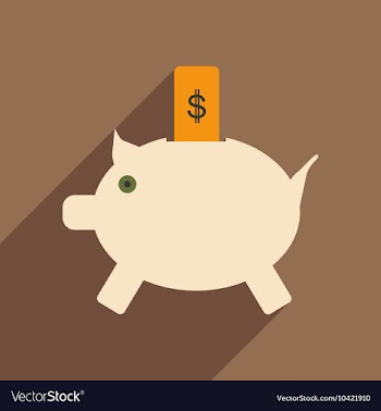 Flat with shadow icon piggy bank and dollar vector image
