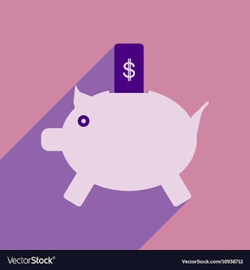 Flat with shadow icon piggy bank and dollar vector image