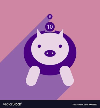 Flat with shadow icon piggy bank coins and dollars vector image