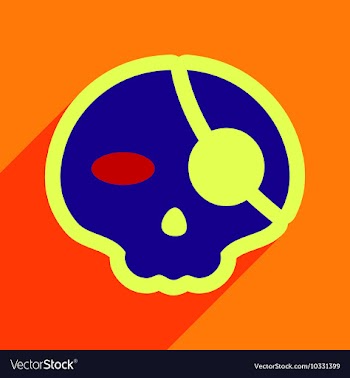 Flat with shadow Icon Pirate skull on a colored vector image