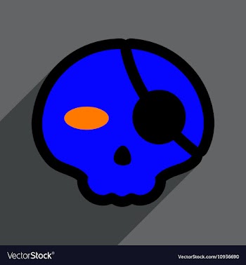 Flat with shadow Icon Pirate skull on a colored vector image