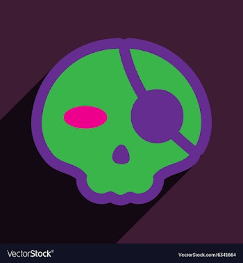 Flat with shadow Icon Pirate skull on a colored vector image