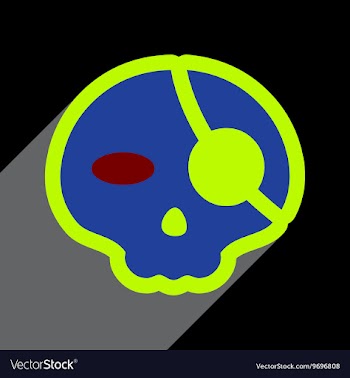 Flat with shadow Icon Pirate skull on a colored vector image