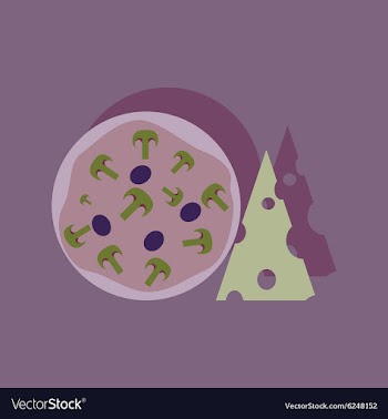 Flat with shadow Icon pizza and cheese vector image
