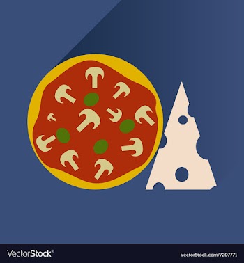 Flat with shadow Icon pizza and cheese vector image