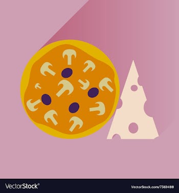 Flat with shadow Icon pizza and cheese vector image