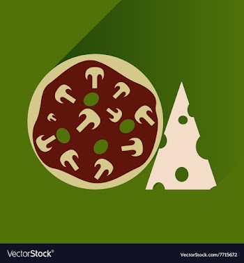 Flat with shadow Icon pizza and cheese vector image