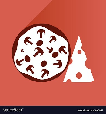 Flat with shadow Icon pizza and cheese vector image