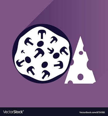 Flat with shadow Icon pizza and cheese vector image
