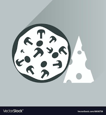 Flat with shadow Icon pizza and cheese vector image