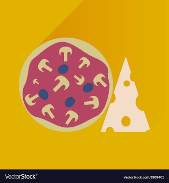 Flat with shadow Icon pizza and cheese vector image