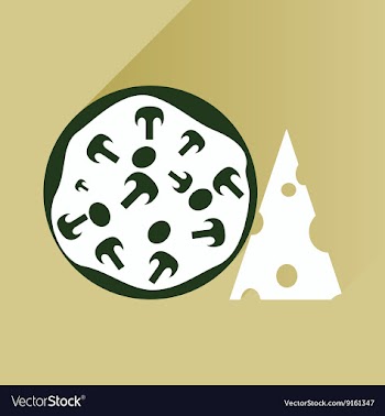 Flat with shadow Icon pizza and cheese vector image