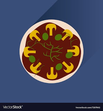 Flat with shadow Icon pizza and mushrooms vector image