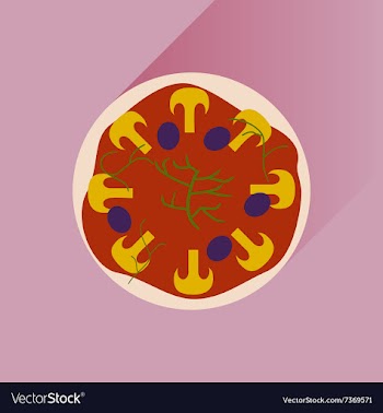 Flat with shadow Icon pizza and mushrooms vector image