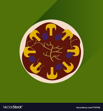 Flat with shadow Icon pizza and mushrooms vector image