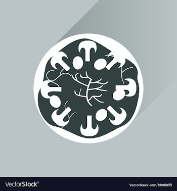 Flat with shadow Icon pizza and mushrooms vector image