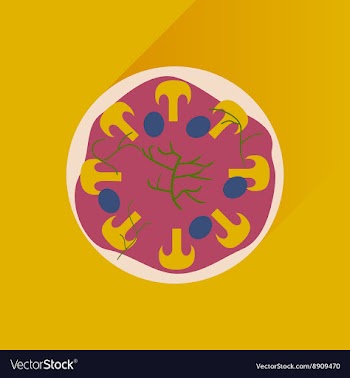 Flat with shadow Icon pizza and mushrooms vector image