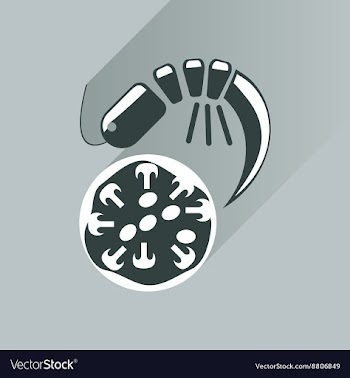 Flat with shadow Icon pizza and shrimp vector image