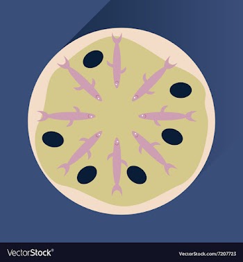 Flat with shadow Icon pizza and tuna vector image