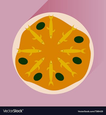 Flat with shadow Icon pizza and tuna vector image