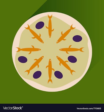 Flat with shadow Icon pizza and tuna vector image