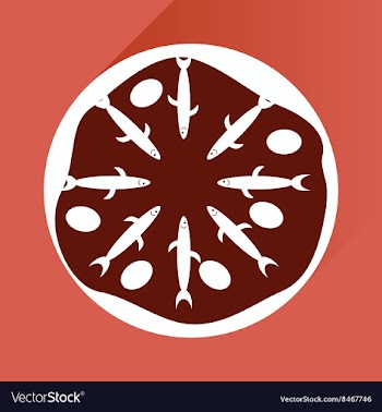 Flat with shadow Icon pizza and tuna vector image