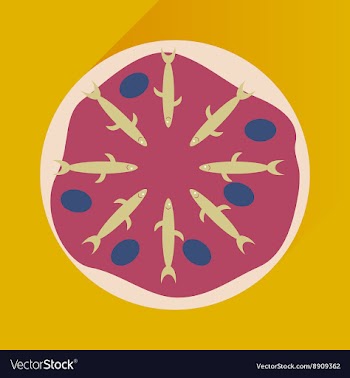 Flat with shadow Icon pizza and tuna vector image