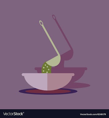Flat with shadow Icon plate soup ladle vector image