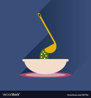 Flat with shadow Icon plate soup ladle vector image