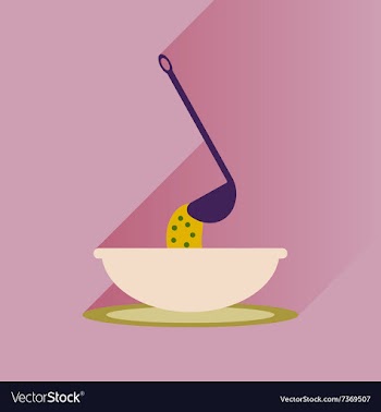 Flat with shadow Icon plate soup ladle vector image