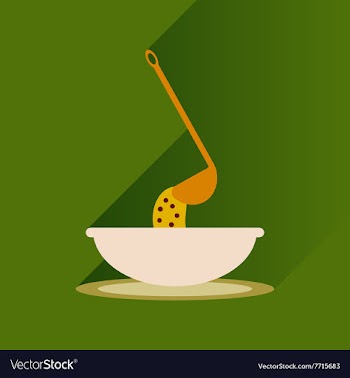 Flat with shadow Icon plate soup ladle vector image
